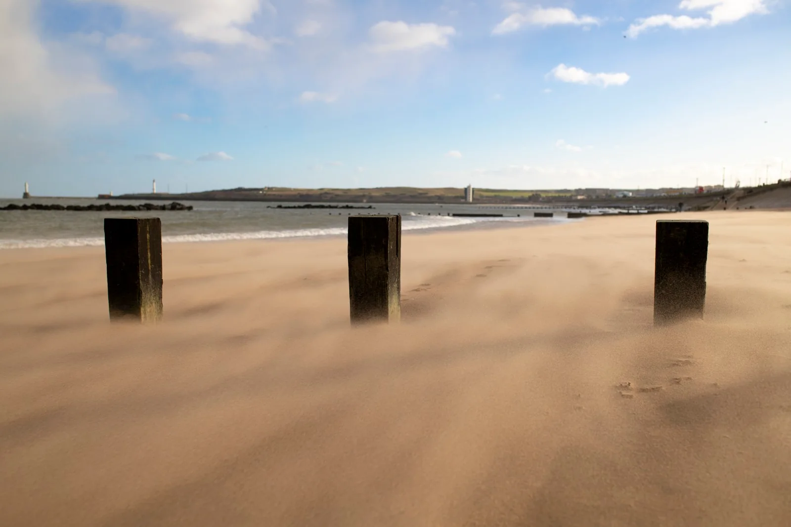 Aberdeen beach - three posts